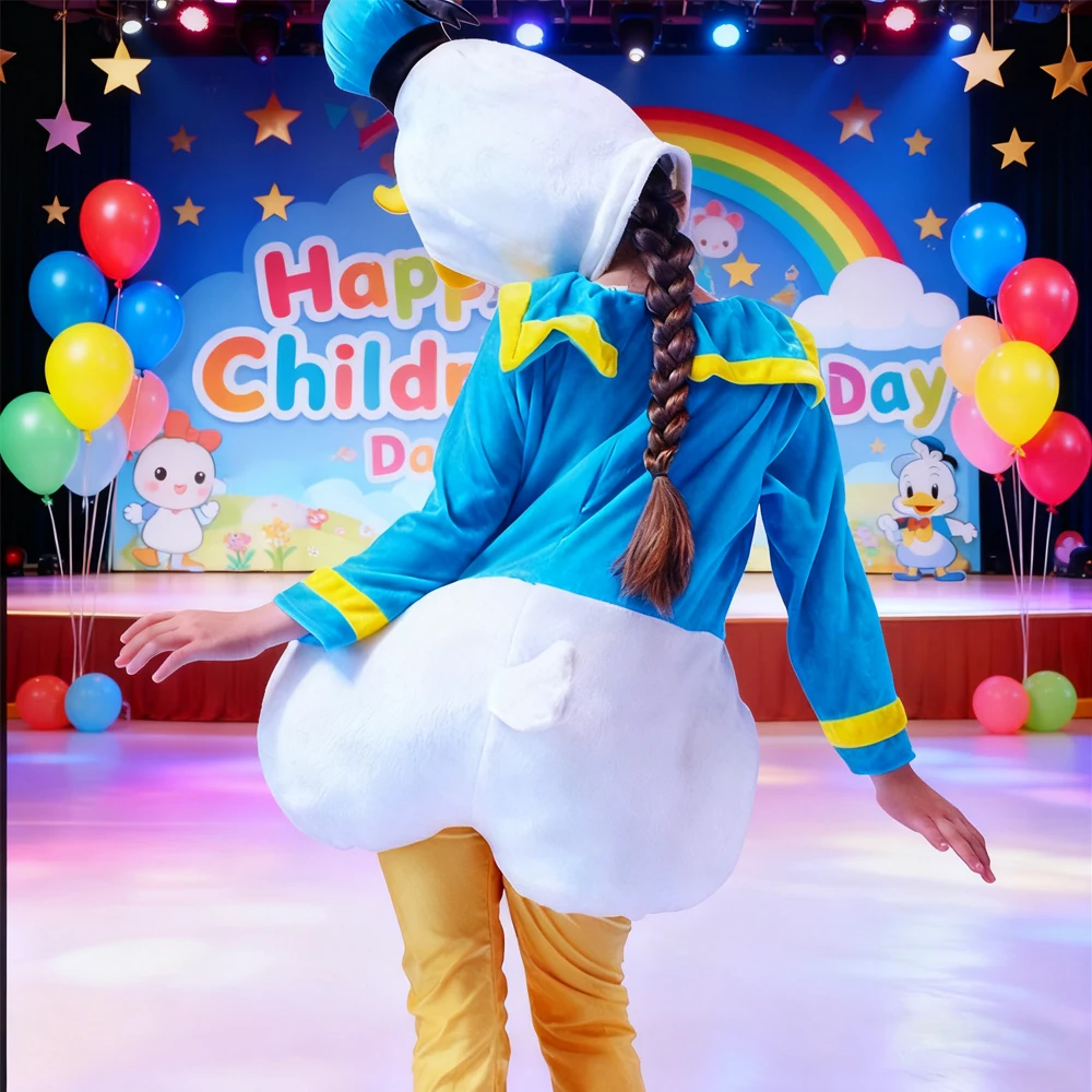 Costume cosplay classico per bambini, costume da festa per spettacoli di Halloween, Donald Daisy Duck, set di giochi di ruolo con personaggi dei cartoni animati colorati