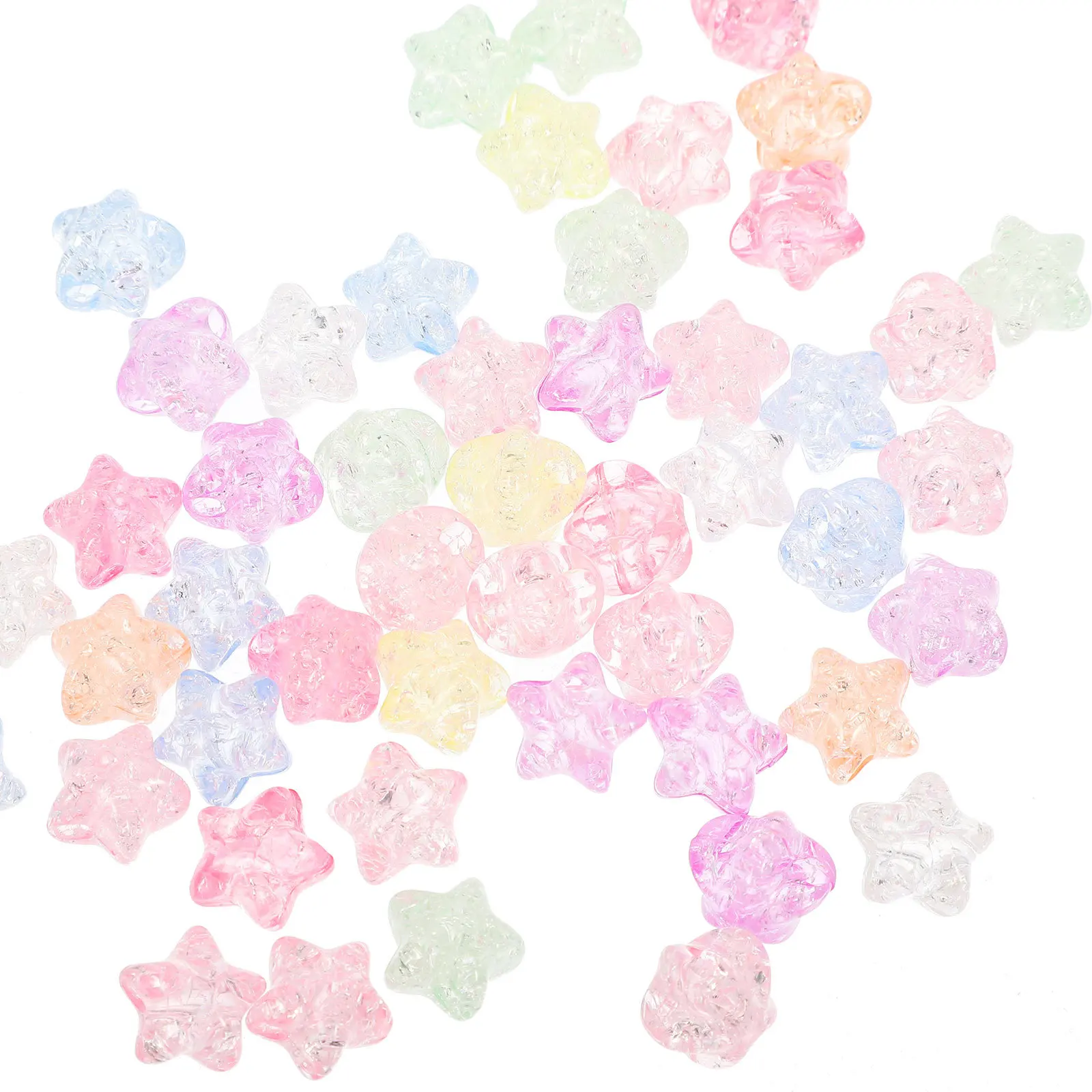 

150Pcs Star Heart Beads Glitter Shine Big Hole Beads for DIY Jewelry Crafting Kids Bracelet Necklace Accessories