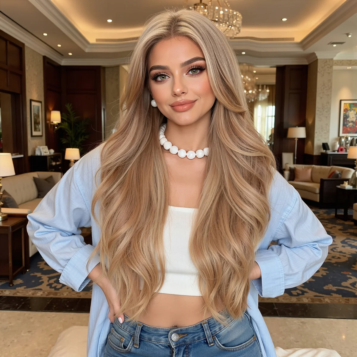 

Синтетический парик HENRY MARGU 13x6 с кружевной передней частью, светло-русый с коричневыми отливами, длинные вьющиеся волосы для женщин, для повседневной носки, из термостойкого волокна