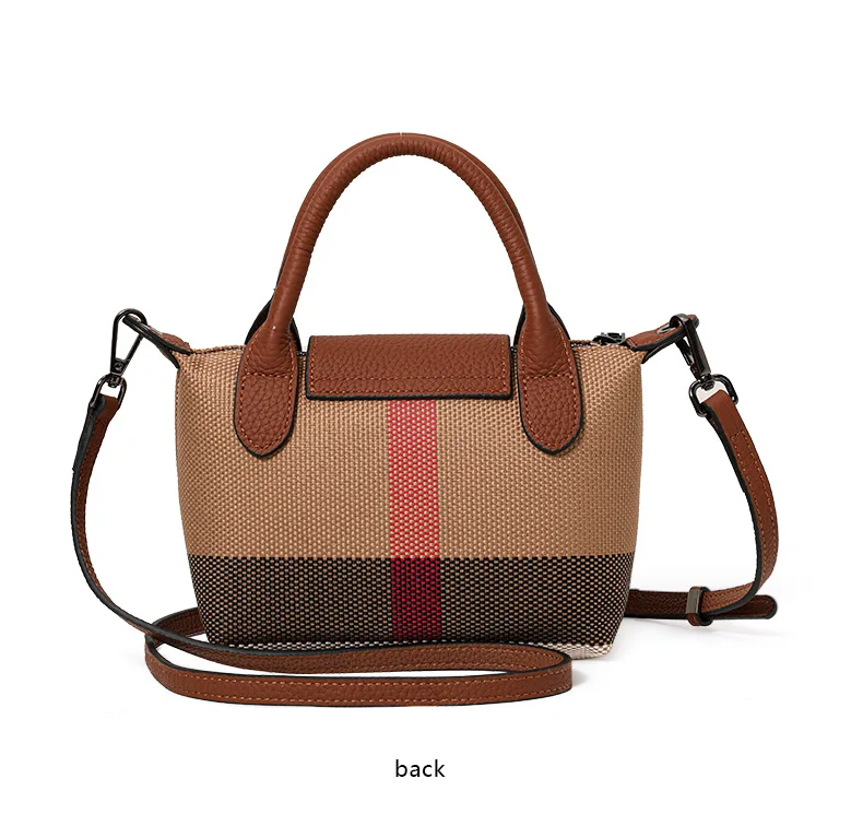 Aidani Canvas Plaid Dumpling Bag für Damen, neuer Stil, luxuriöses Gefühl, großes Fassungsvermögen, Handtasche, Schulter- und Umhängetasche – Detail 11