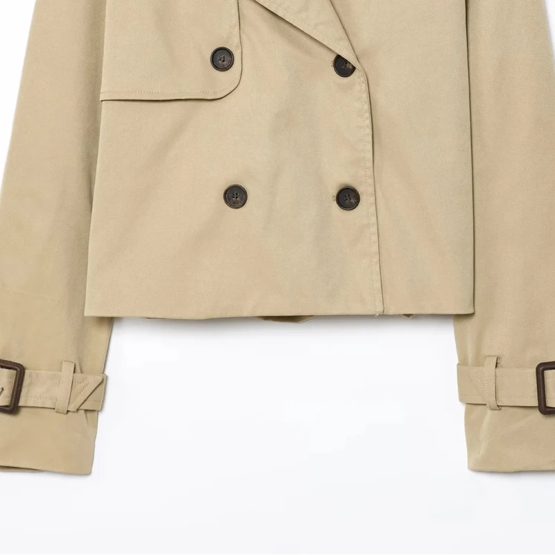 HXAO femme veste d'extérieur Demi-saison coupe-vent manteau nouveau dans les vestes à manches longues veste courte Double boutonnage manteaux courts