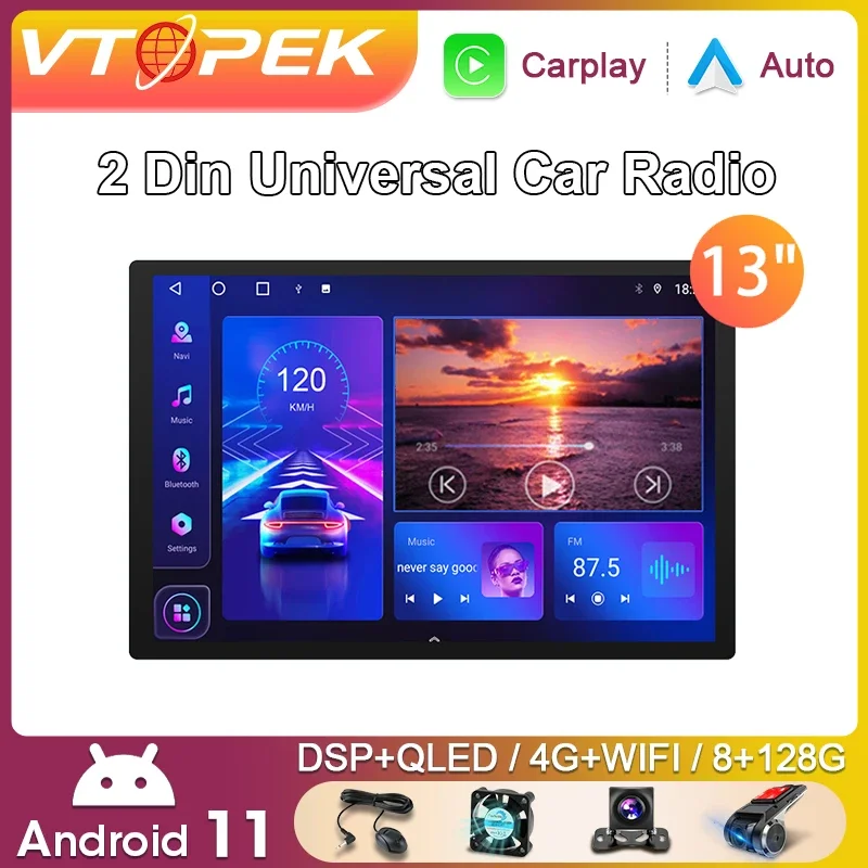 

Vtopek 2 Din 13 Inch Android Universal Car Radio Multimedia Video Player Navigation GPS Stereo for Nissan Kia Honda Toyota Ford