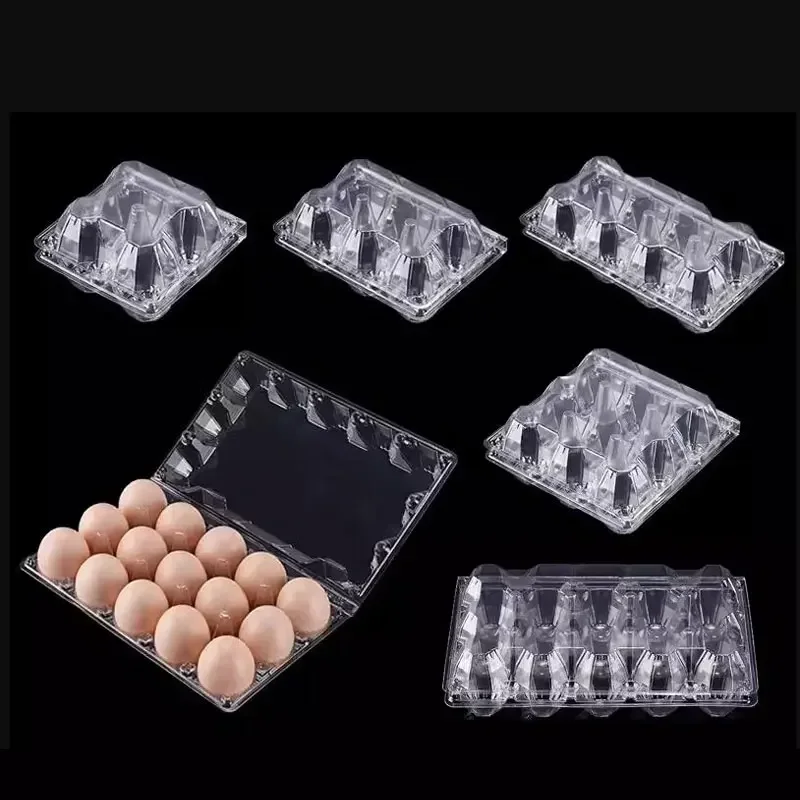 20pcs Disposable Plastic Egg Box Transparent Thick Anti Drop Anti Pressure Egg Tray Medium Egg Protection Packaging Boxes