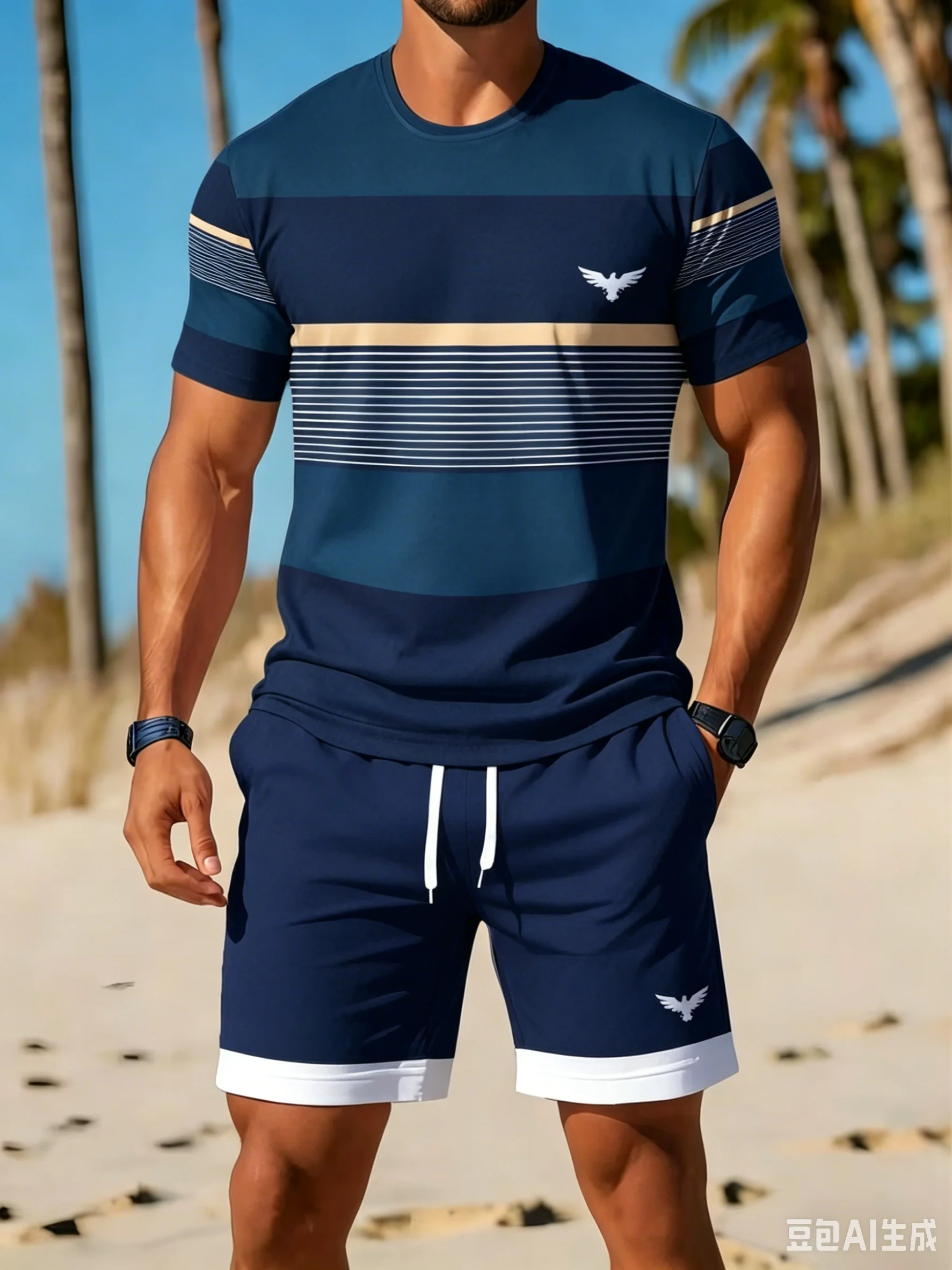 Ensemble T-shirt et short pour homme, tendance été, ensemble de sport pour homme, imprimé, décontracté, T-shirt à manches courtes, ensemble de jogging pour homme