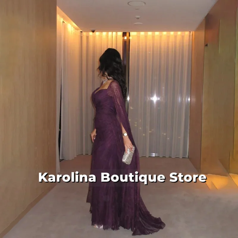 Vestido de noche morado uva, vestidos de noche personalizados con escote en forma de corazón y hombros descubiertos, vestidos de fiesta hasta el suelo de sirena de encaje