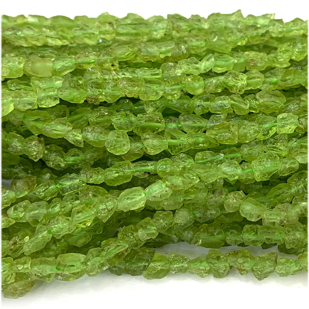 Veemake Natural Green Peridot Raw Mineral Nugget Free Form Loose Rough Matte Beads Jewelry Design Making Gemstones Crystal DIY