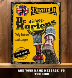 PERSONALISED SKINHEAD SUEDEHEAD TATTOO SKA  DR MARTEN Metal Retro Sign RS345