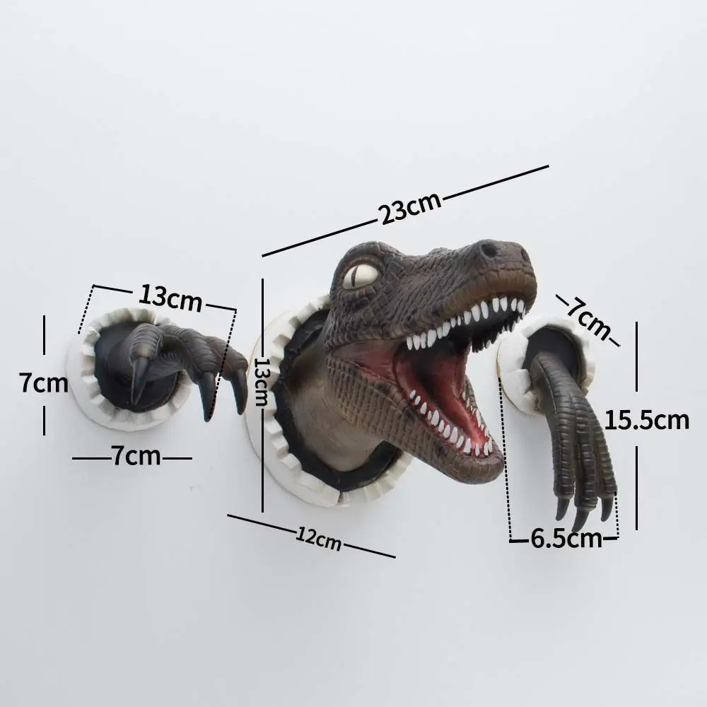 Dinozaur ścienny rzeźba 3D ściana pęknięcie wiszące głowa dinozaura żywica głowa dinozaura z pazurami Home Decor