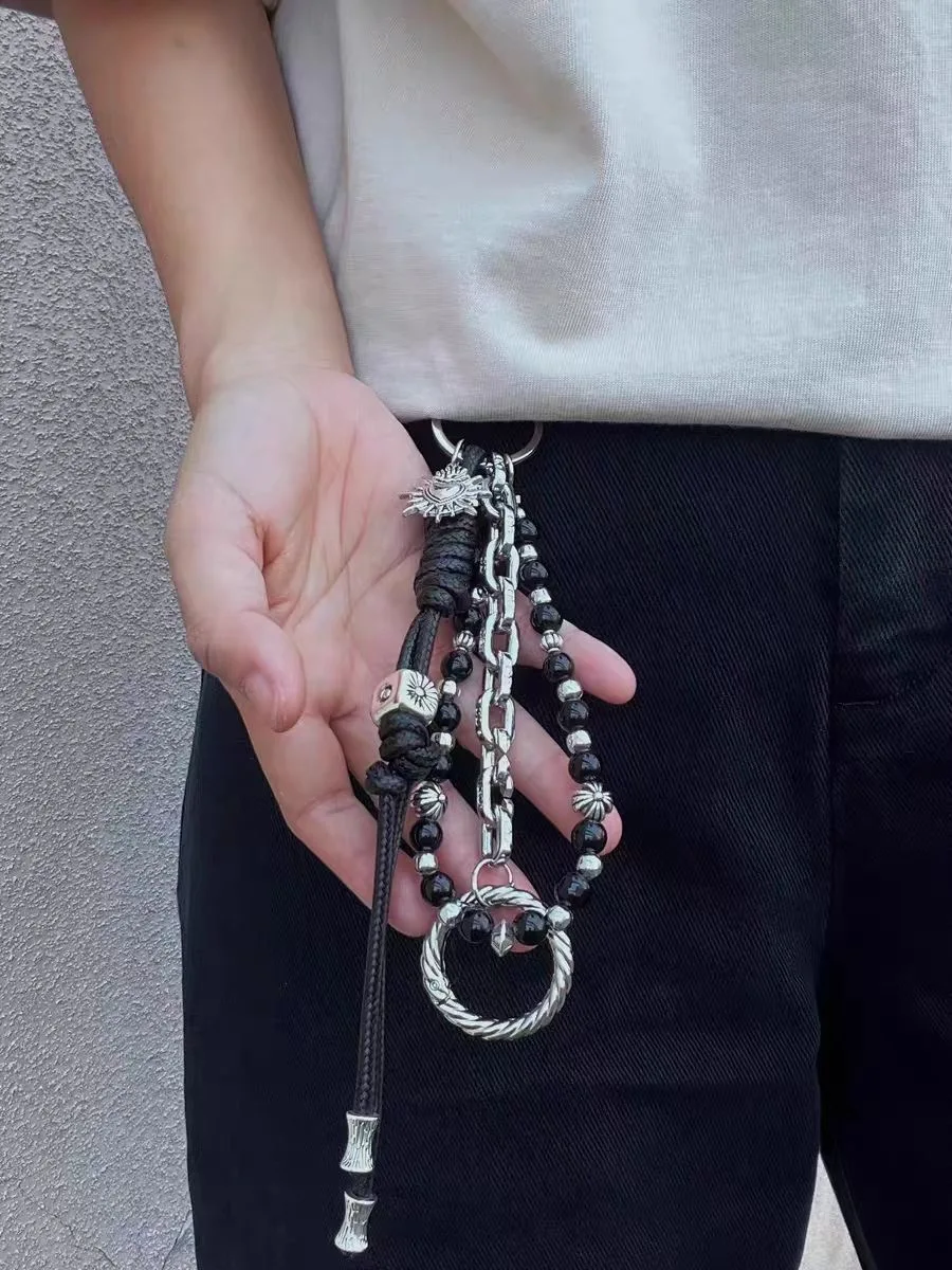 estilo-punk-masculino-chaveiro-couro-tecido-corda-pingente-de-metal-americano-vintage-mochila-decoracao