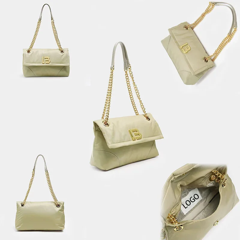 2024 classic light luxury gold chain advanced practical buckle beige square bag large capacity suitable for storing many items