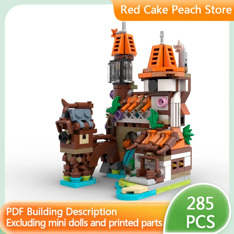 

Модель средневекового замка MOC, конструктор из строительных блоков, школа у реки, модульная технология, детские праздничные подарки, игрушки для сборки, набор