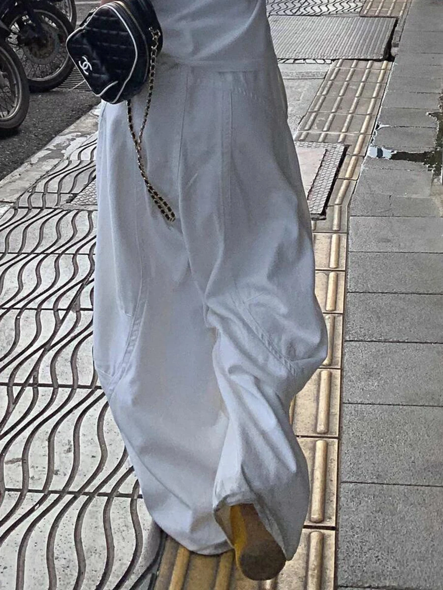 REDDACHIC الرجال الرجعية الأبيض برميل فضفاض الجينز عادية فضفاض منخفضة الخصر جيوب غرزة كلينفيت واسعة الساق الدنيم السراويل البضائع عمال