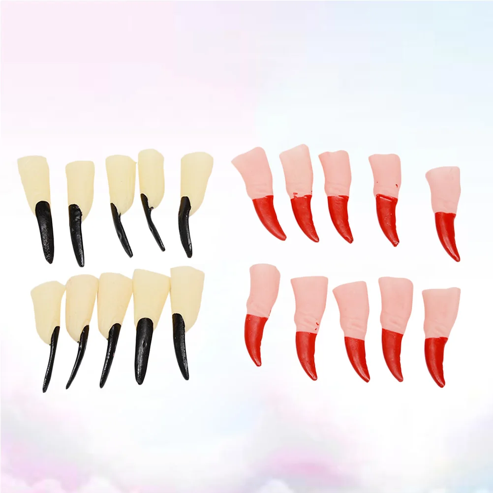 

20PCS Fake Finger Set Long Claw Nails Halloween Party Props Zombie Witch Costume Accessories Red Black Simulated Fingertips