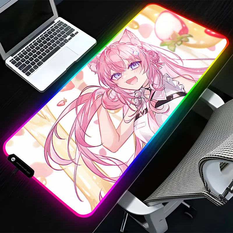 

RGB LED Mouse Pad Computer Gamer Accessories Mouse Mat Rubber HD Keyboard Pad Non Slip Mousepad H-hololive Hakui Koyori Desk Mat