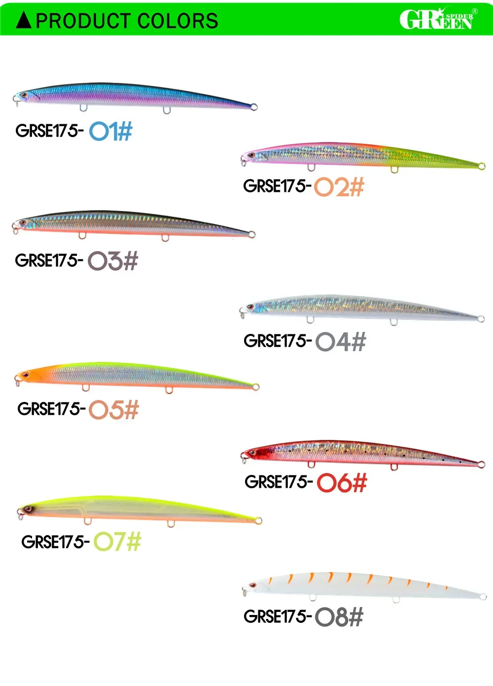 GREENSPIDER Neue Köder Bleistift Angeln Lockt Sinking 175mm/50g Köder SeaBass Barsch Lange Casting Künstliche Harten köder – Detail 8