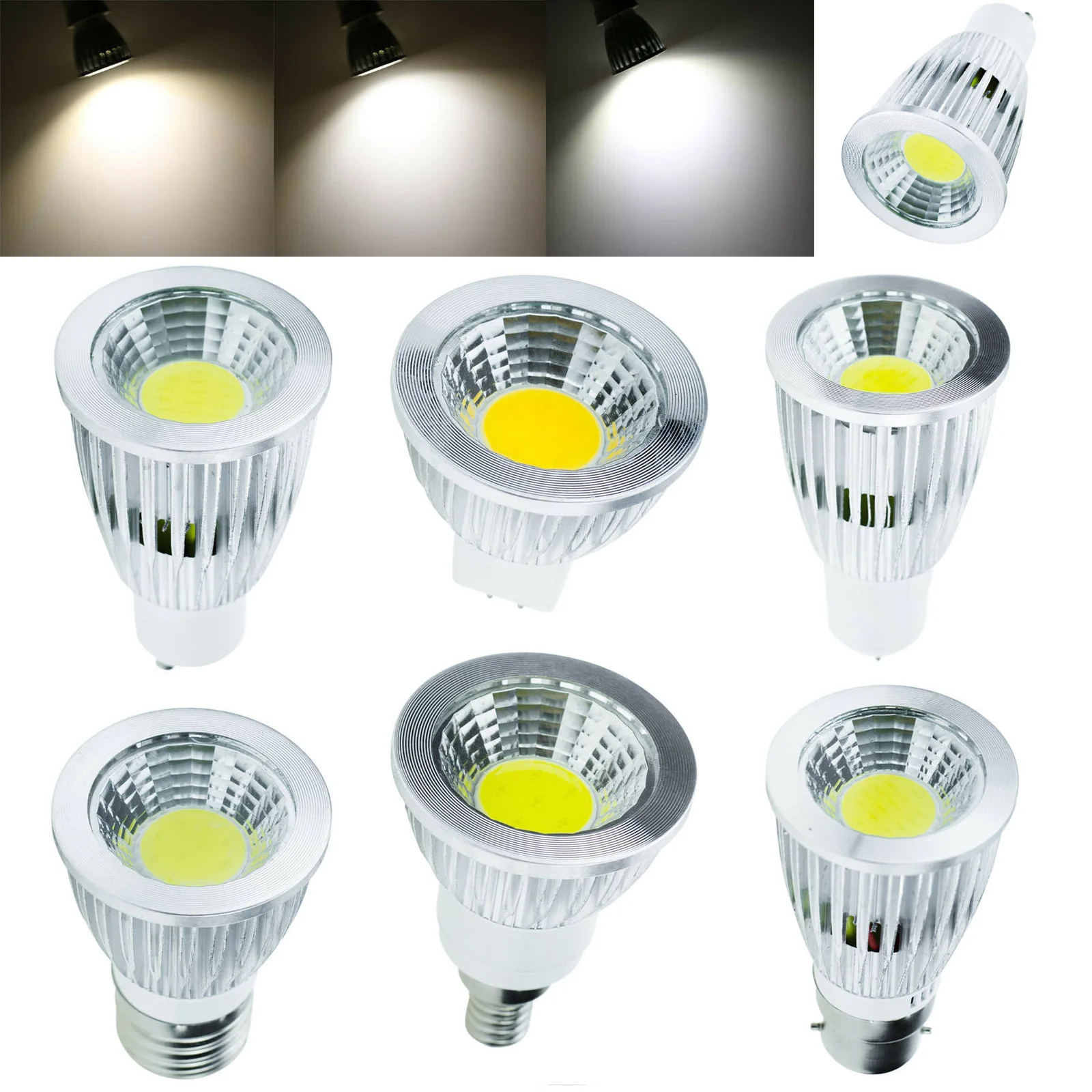 10X Dc24v Led Cob Spotlight 6w/12w Dimmable Light Bulbs E27 Gu10 Mr16 E14 Gu5.3 B22 45/degree Beam Angle Cool Warm Neutral White