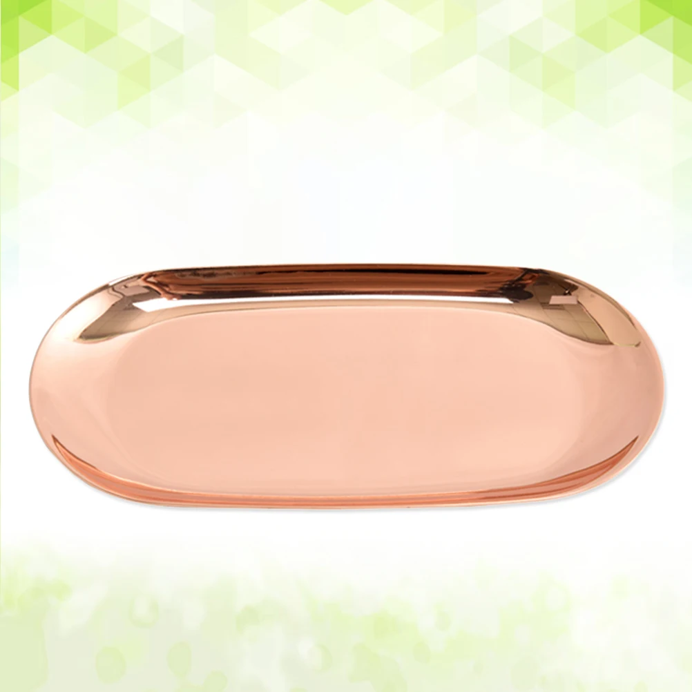 

European Jewelry Tray Stainless Steel Oval Snack Metal Storage Trays Food Grade Simple Design Smooth Lines Nordic Style