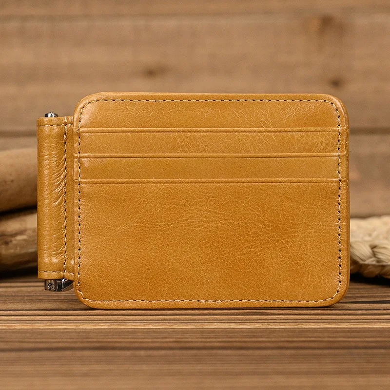 Genuine Leather Money Clip Purse For Men Women Cash Clip Wallets