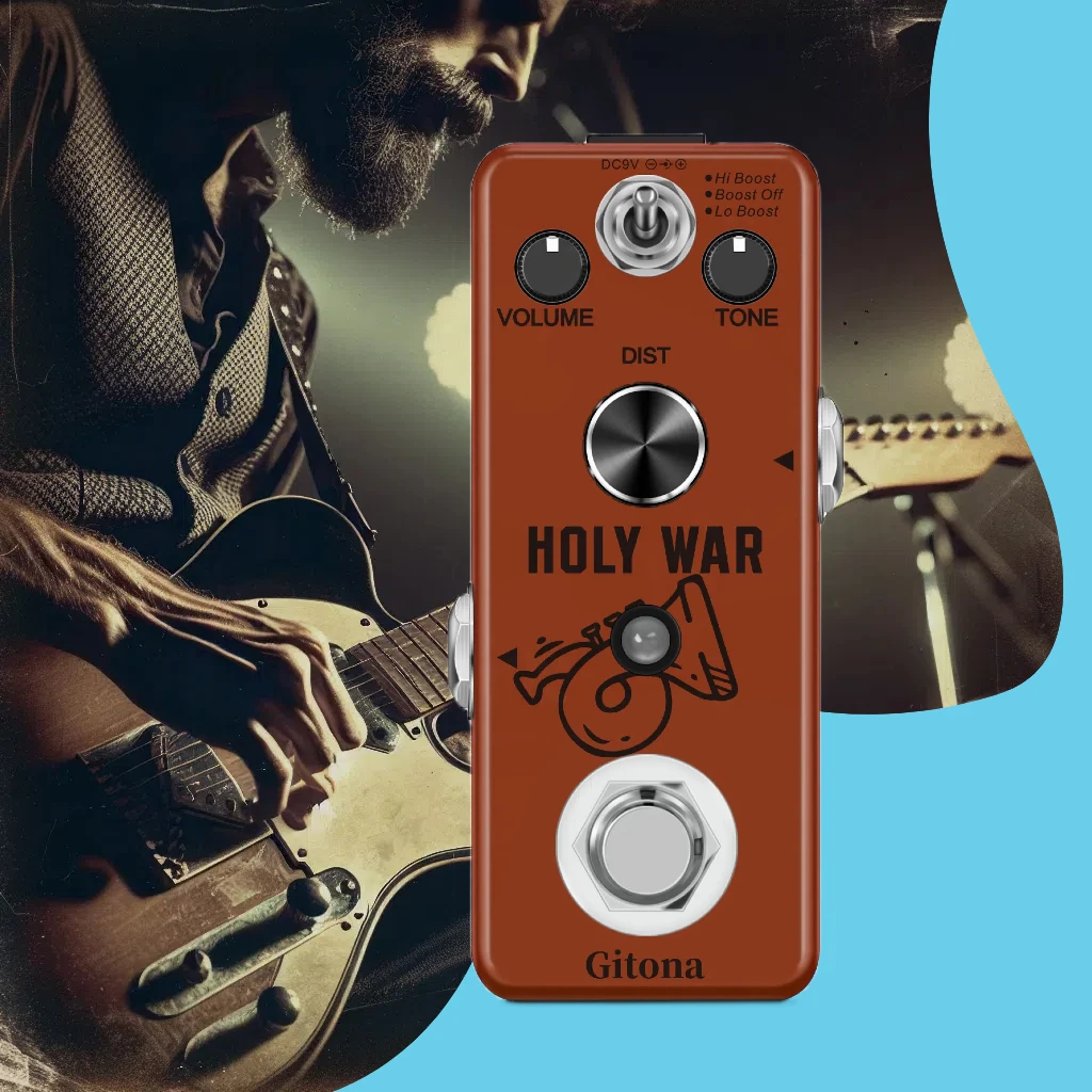 

Gitona Heavy Metal Distortion Pedal Holy War Pure Analog Heavy Metal Tone Pedal for Electric Guitar Classic 80's True Bypass