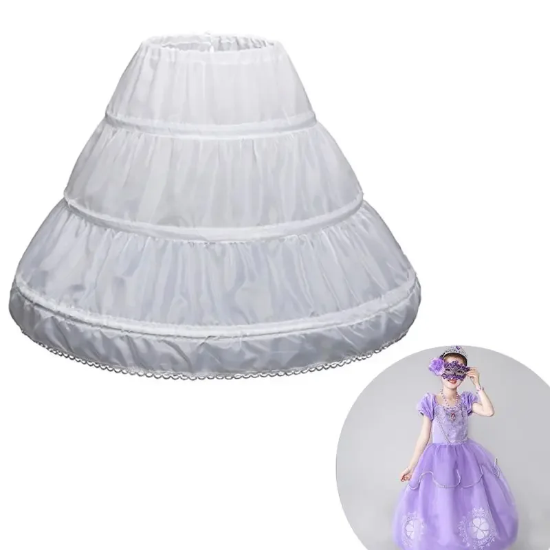 Children Kid Crinoline Underskirt Wedding Accessories For Flower Girl Dress Fluffy Petticoat Skirt 3 Hoops