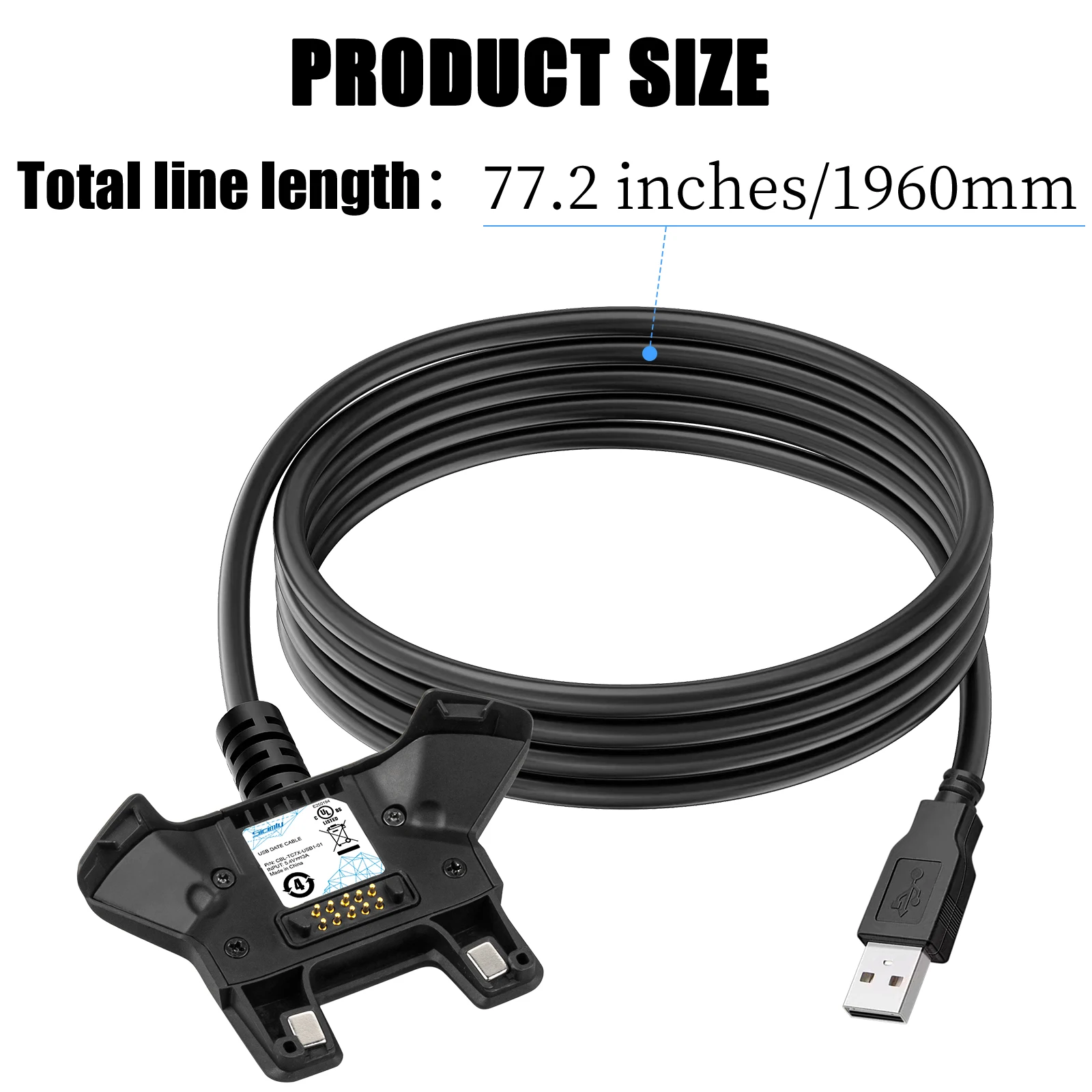 Zebra TC70 kabel do ładowarki USB TC77 TC70 TC72 TC75 TC75X TC70X TC720L TC75EK TC75AH TC75GK TC700H TC700K TC77HL,CBL-TC7X-USB1-01