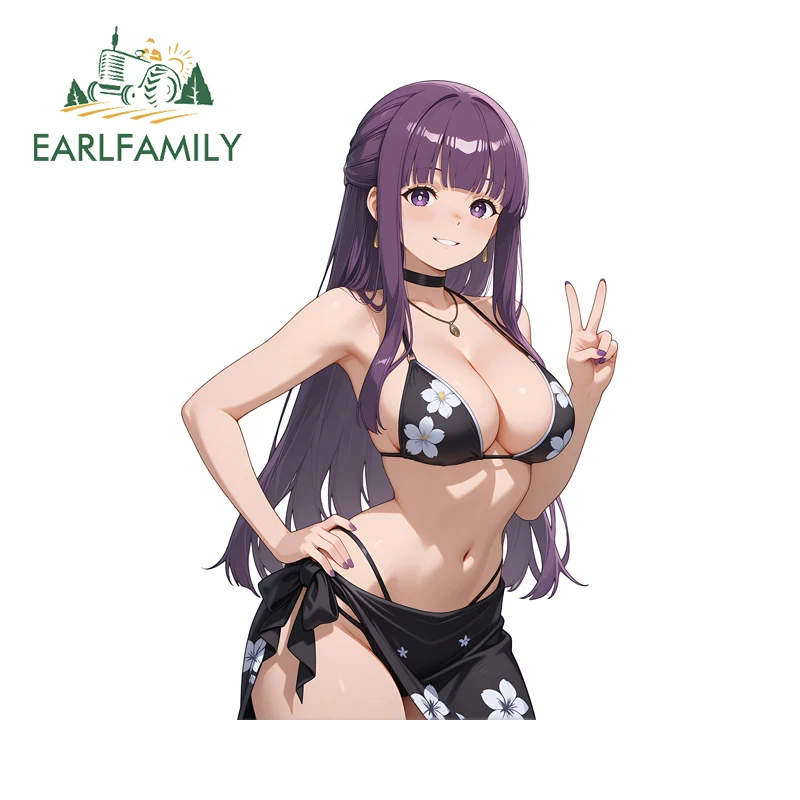 

EARLFAMILY Fern Chest Alluring Bikini Car Stickers Popular Anime Item Motorcycle Decals Scratch Proof Guitar Suitcase Luggage