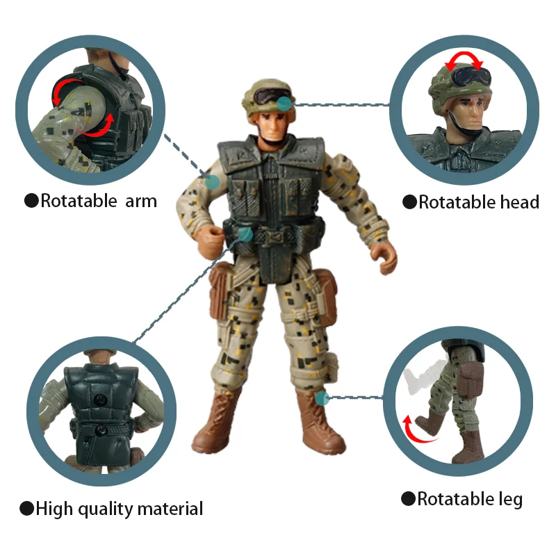 4Pcs Military Soldaten Modell Kinder Spielzeug Camouflage Uniform Action Figur Soldat Kunststoff Modell Spielzeug für Jungen Pädagogisches Spielzeug