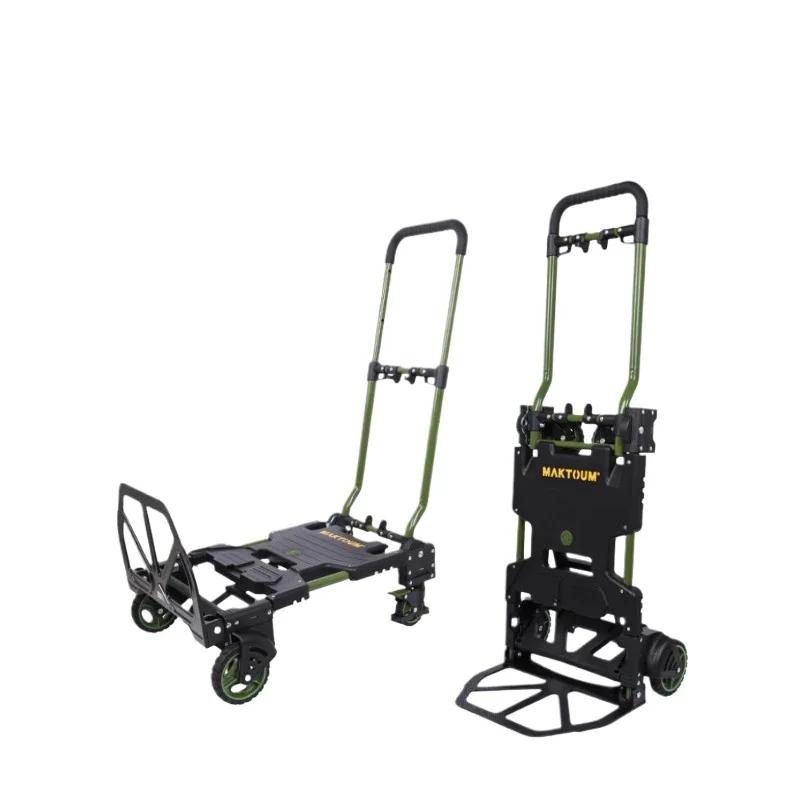 

Folding Portable Flatbed Truck Household Hand Pull Four Wheel Luggage Cart