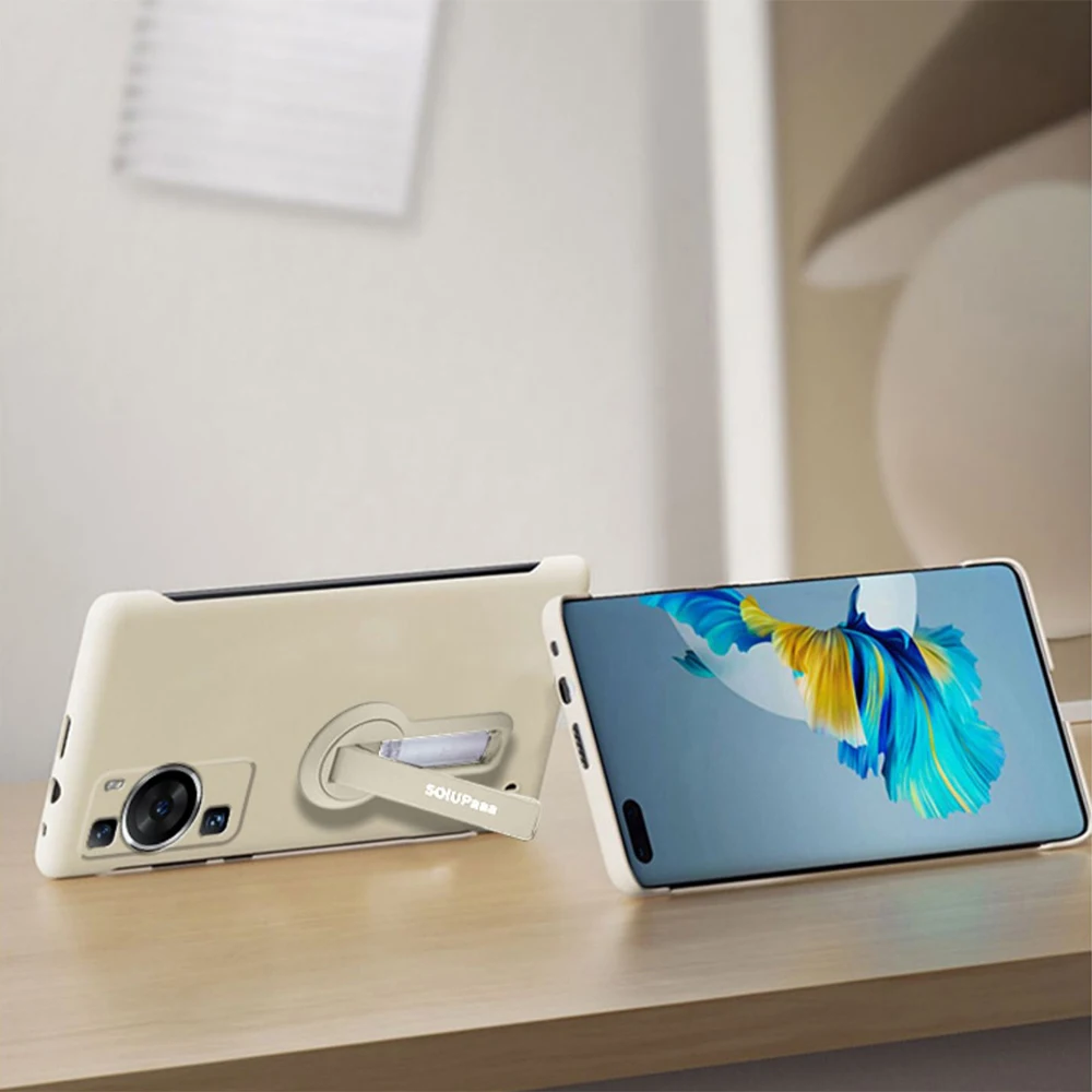 For Huawei P50 P40 P60 P30 Pro Lite HuaweiP50 Case Hard Cover Ultra-thin Hard Frameless Phone Cases White With Holder Lanyard