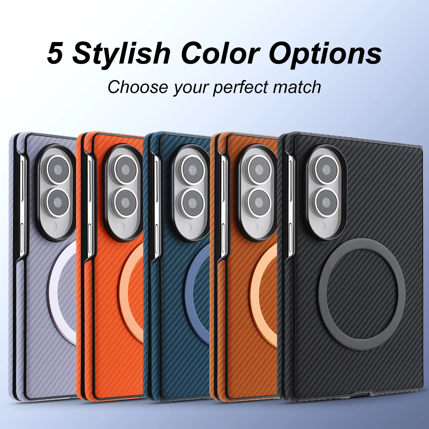 Business Magnetic Carbon Fiber Texture Case for Samsung Galaxy Z Fold 8 Flip 8 7 6 5 4 3 Built-in Front Frame Shockproof Cover - view 6