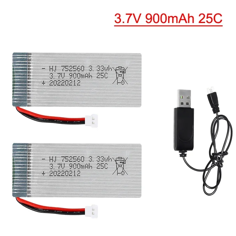 3.7V 900mAh lipo Battery For 8807 8807W A6 A6W M68 Rc Drone Quadcopter Spare Parts 3.7v battery 752560 with XH2.54 plug 1-2pcs