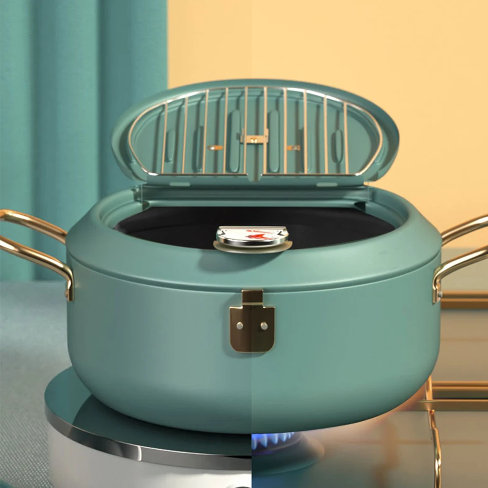 

Carbon Steel Deep Fry Pot With Thermometer Drainer Rack Nonstick Frying Pan For Gas Electric Stove Japanese Style Oil Saving