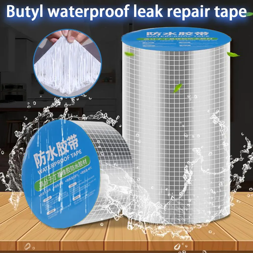 

Waterproof Tape High Temperature Resistance Aluminum Foil Thicken Butyl Tape Wall Pool Roof Crack Duct Repair Sealed Self Tape