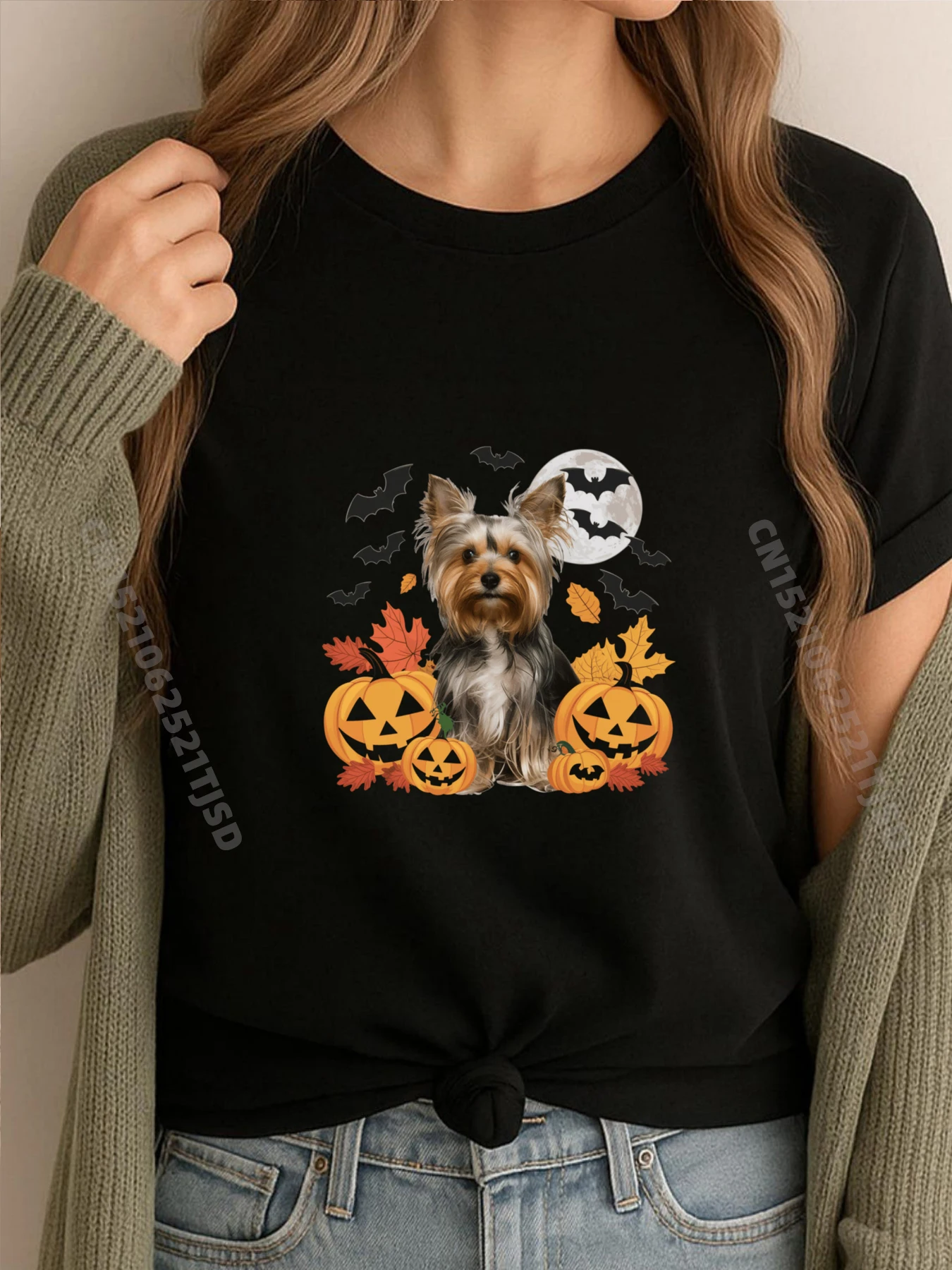 

Yorkie Halloween милый йоркширский терьер жуткий Хэллоуин собака мужские футболки с рисунком футболка с коротким рукавом