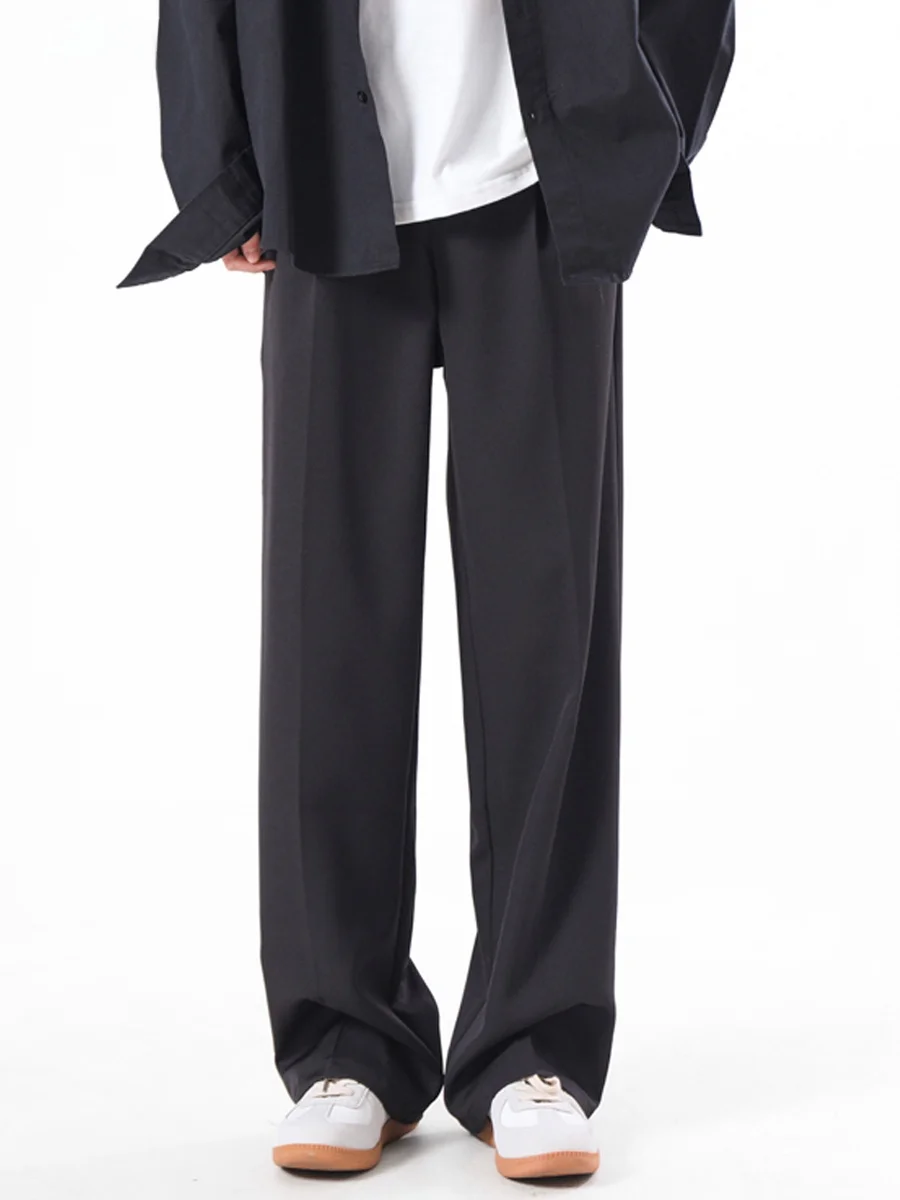 

Bla Casual Men's Wide Leg Straight Pants Drapey Loose Feel Spring New Sle Wmnm Faion Trend Brand Elastic Waist Long Tro...