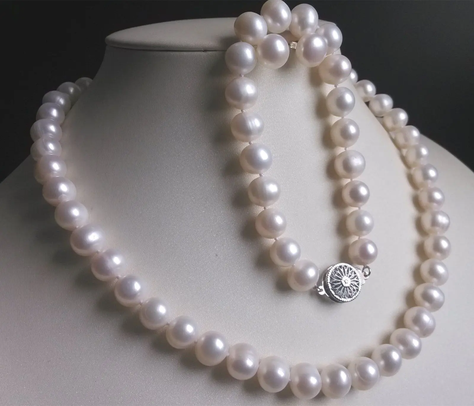 

18” Handmade 9-10mm Natural South Sea White Pearl Necklace Bracelet Earrings set fine jewelryJewelry Making