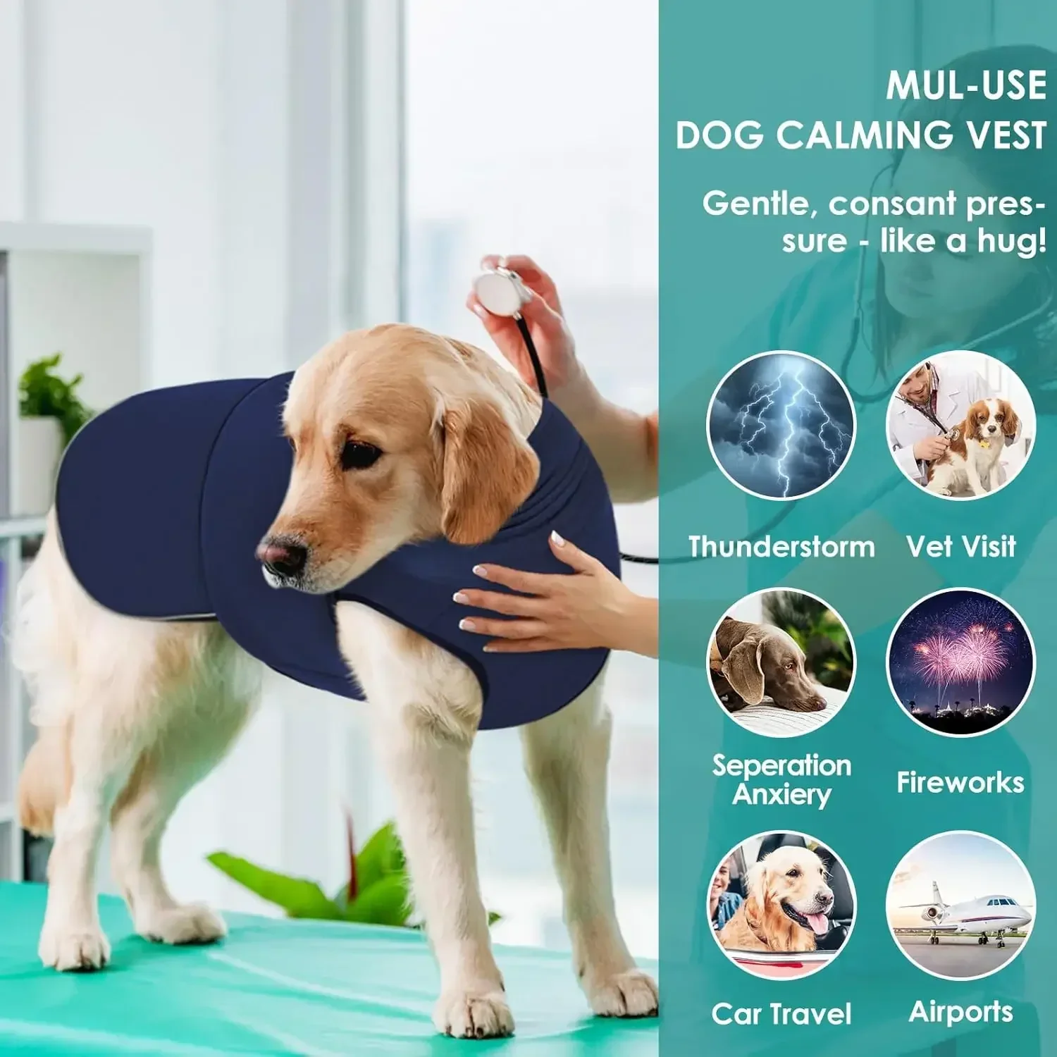 Dog anxiety relief hoodie, dog anxiety relief thunder jacket, breathable calming shirt, soundproof ear protection dog hoodie