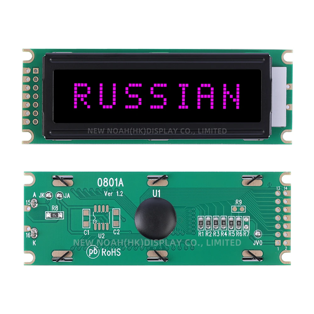 Russo DFSTN Pellicola Nera Viola 0801A Carattere Display LCD Schermo 85X29X12Mm 8X1 Supporto Personalizzazione Di 6800 8 Bit Parallelo