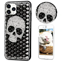 Fashion Bling Glitter Diamond Cool Rivet Cartoon Case Cover For iPhone XS XR 7 8 16 15 14 Plus 12 11 13 Mini Pro Max Skull Coque