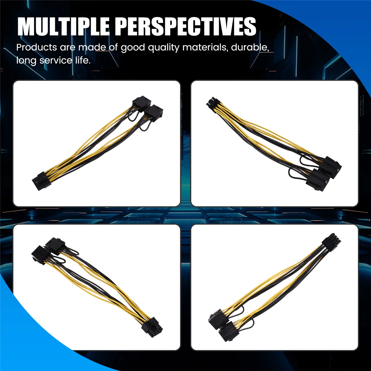 RISEN 18AWG 8Pin to Dual 8Pin(6+2) Power Cable GPU Power Cable for Tesla K80 M40 M60 P40 P100 ,20CM