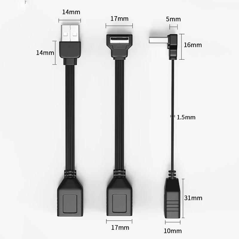 66W Bend USB2.0 to Type-C Male to Female Extension Line Flat USB Fast Charging Data Cable 90 Degree Type-C Charging Wire