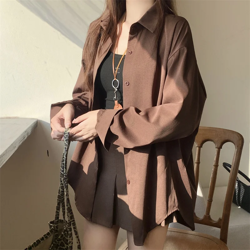 Zjaiss 2025 Herfst Nieuwe Lange Mouw Losse Dames Shirt Vrouwen Elegante Shirts Polo Kantoor Slijtage Knop Vrouw Blouse Solid Tops