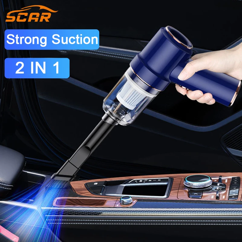 High Suction 2 in 1 Car Vacuum Cleaner Wireless Charging Air Duster Handheld High-power Vacuum Cleaner For Home Office