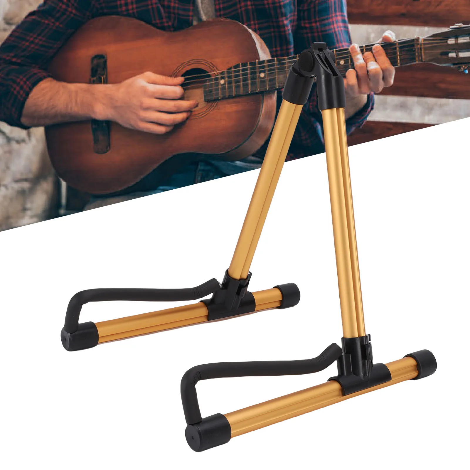 حامل جيتار من سبائك الألومنيوم ثابت عالي التحميل حامل جيتار أرضي قابل للطي للكمان القيثارة #1