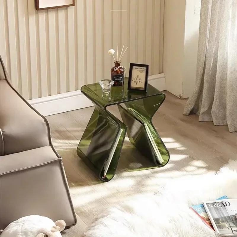 Acrylic Transparent Sofa Side Table Home Light Luxury Coffee Corner Table Designer House Minimalist Bedside Small Table image 6