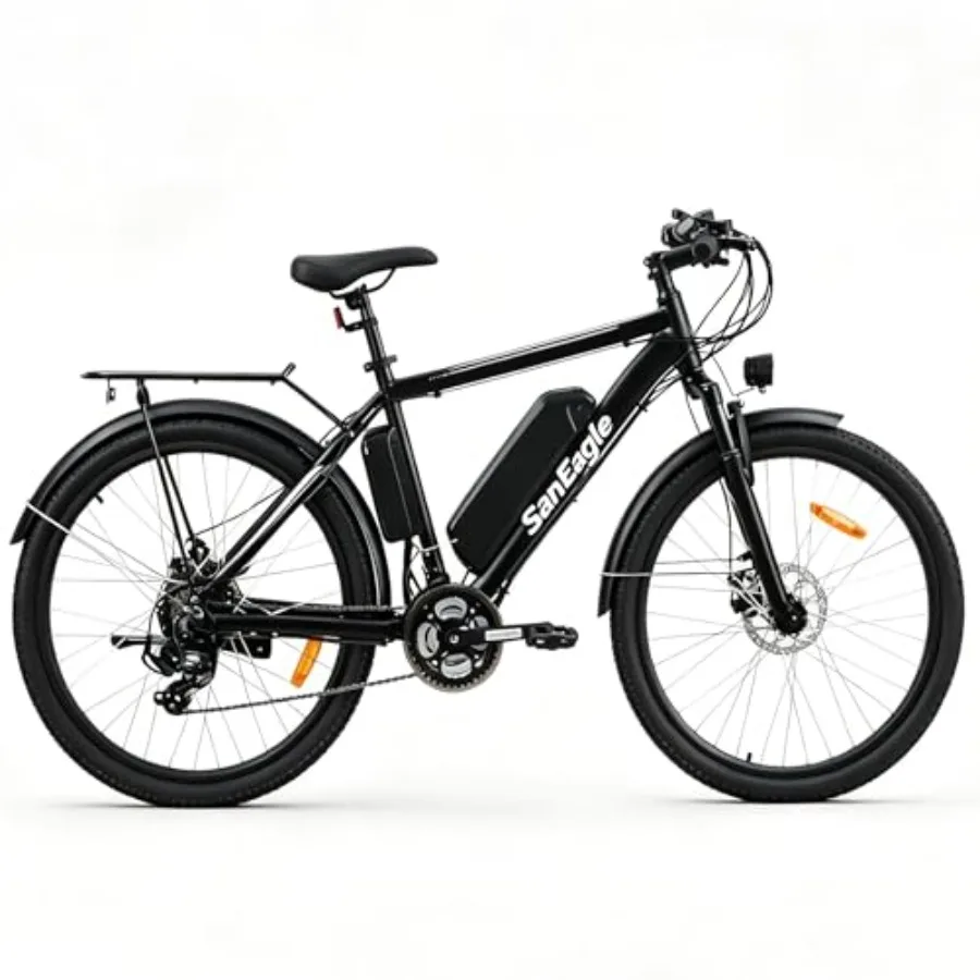

Electric mountain bike for adults: 1000W peak motor 25MPH up to 65 miles range 26'' 21-speed 48V 13Ah battery front suspension