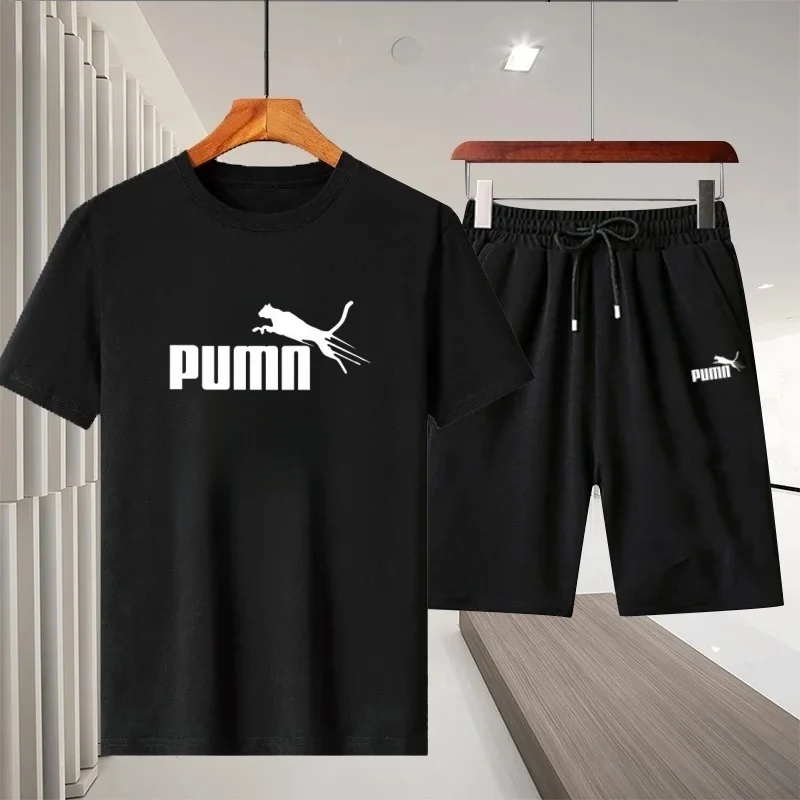 

Men's casual and comfortable summer fashion printed two-piece sportswear set, suitable for daily workouts including shorts