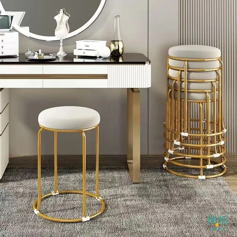 

Modern Luxury Simple Low Stool Metal Stackable Chair for Dining Table Internet Celebrity Home Use Small Board Stool