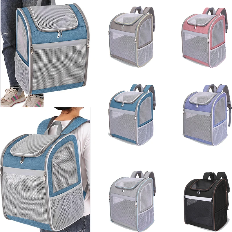 

Portable Dog Bag Breathable Puppy Reflective Backpack Foldable Large Capacity Cat Carrying Oxford Bag Outdoor Travel Pet Carrier