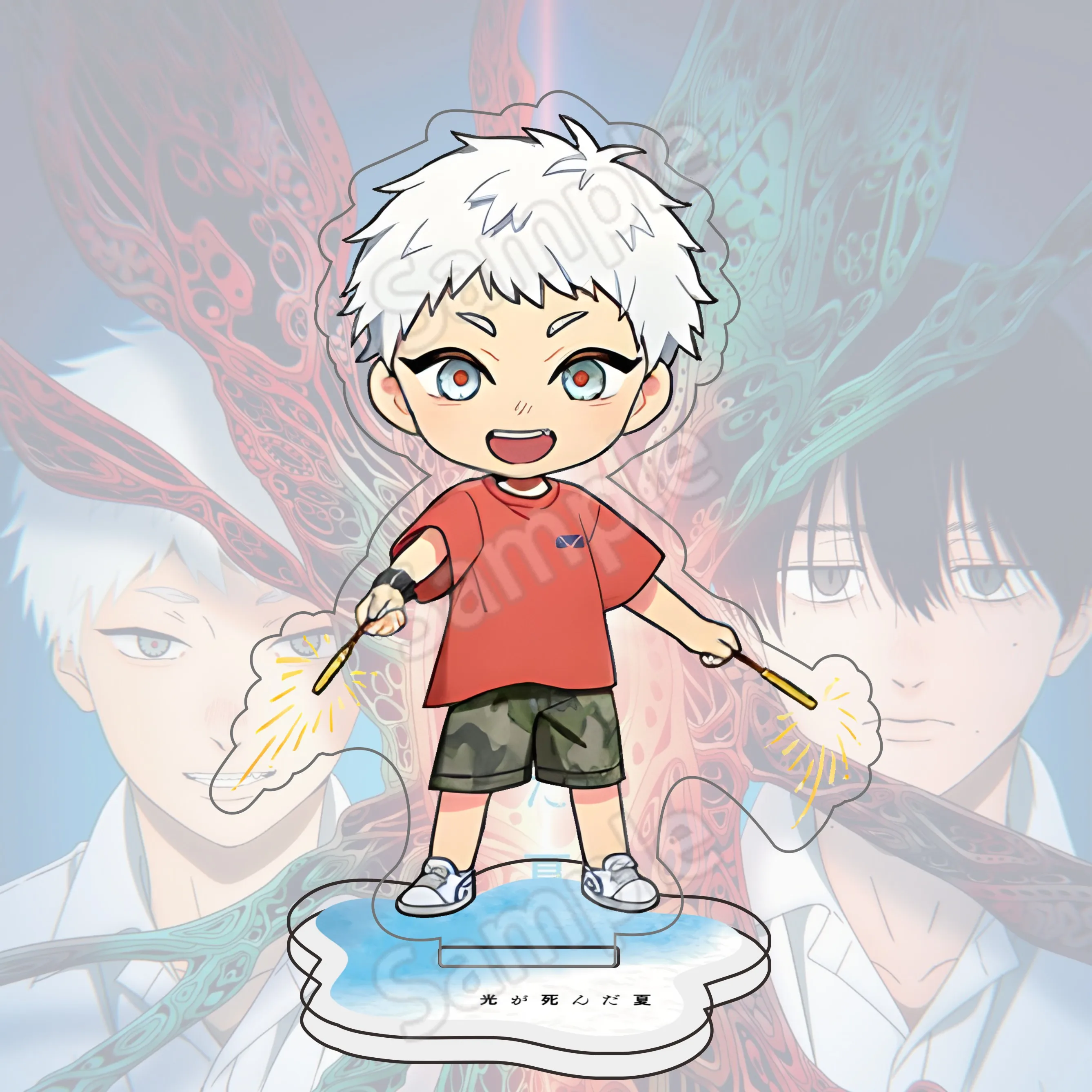 جديد "الصيف Hikaru Died" أنيمي 10 سنتيمتر الاكريليك نموذج حامل Yoshiki Tsujinaka-Hikaru Indou سطح المكتب الشكل الديكور مروحة هدية #4